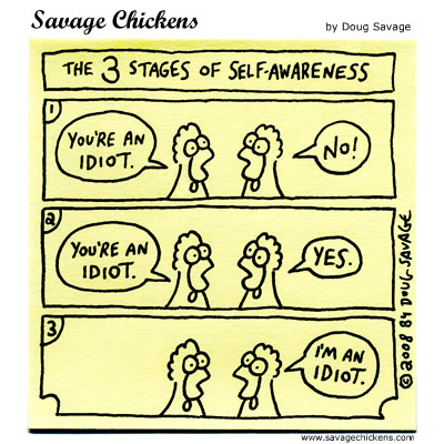 Chickenstages: 3 stages of self-awareness